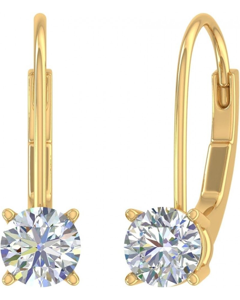 0.40 to 1 Carat Diamond Leverback Drop Earrings in 14K Gold - IGI Certified Yellow Gold 0.62 carats $154.50 Earrings