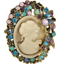 Vintage Style Cameo Victorian Lady Maiden Crystal Rhinestone Pin Brooch Gold 5 $9.80 Brooches & Pins