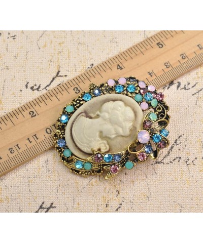 Vintage Style Cameo Victorian Lady Maiden Crystal Rhinestone Pin Brooch Gold 5 $9.80 Brooches & Pins