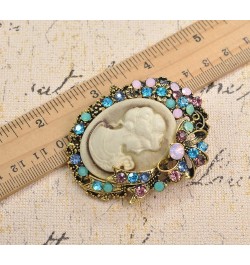 Vintage Style Cameo Victorian Lady Maiden Crystal Rhinestone Pin Brooch Gold 5 $9.80 Brooches & Pins