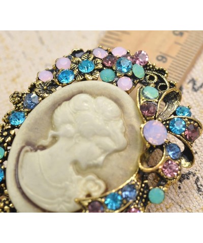 Vintage Style Cameo Victorian Lady Maiden Crystal Rhinestone Pin Brooch Gold 5 $9.80 Brooches & Pins