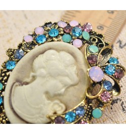 Vintage Style Cameo Victorian Lady Maiden Crystal Rhinestone Pin Brooch Gold 5 $9.80 Brooches & Pins