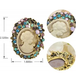 Vintage Style Cameo Victorian Lady Maiden Crystal Rhinestone Pin Brooch Gold 5 $9.80 Brooches & Pins