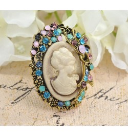 Vintage Style Cameo Victorian Lady Maiden Crystal Rhinestone Pin Brooch Gold 5 $9.80 Brooches & Pins