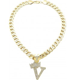 ICED Out Alphabet Letter Pendant & 11mm/20 Cuban Chain Gold Plated Necklaces RC3399G V $13.72 Necklaces