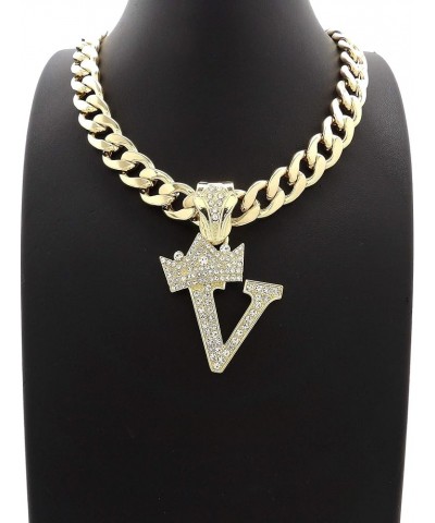 ICED Out Alphabet Letter Pendant & 11mm/20 Cuban Chain Gold Plated Necklaces RC3399G V $13.72 Necklaces