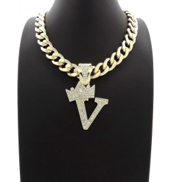 ICED Out Alphabet Letter Pendant & 11mm/20 Cuban Chain Gold Plated Necklaces RC3399G V $13.72 Necklaces