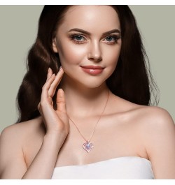 925 Sterling Silver Heart Necklace For Women, CZ Birthstone Heart Necklaces for Women Silver Jewelry for Women 18k Rose Gold ...