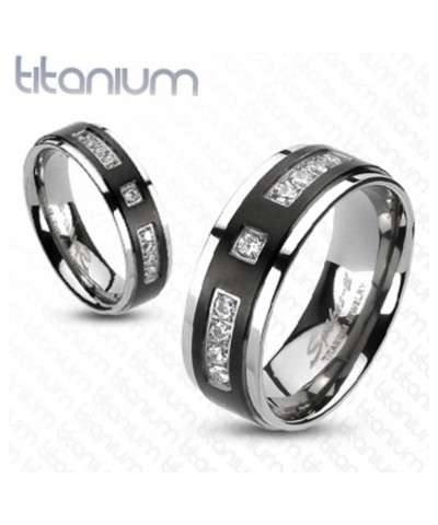 His and Her 4 Piece Black and Silver Stainless Steel and Titanium Wedding Ring Band Set Size Women's 10 Men's 08 $27.42 Sets