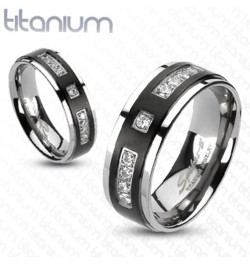 His and Her 4 Piece Black and Silver Stainless Steel and Titanium Wedding Ring Band Set Size Women's 10 Men's 08 $27.42 Sets