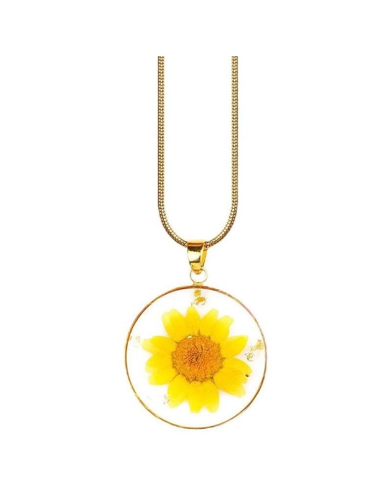 Pressed Birth Flower Necklace October Marigold Gold Plated $25.96 Necklaces