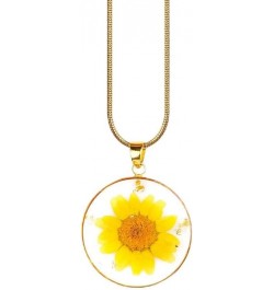 Pressed Birth Flower Necklace October Marigold Gold Plated $25.96 Necklaces