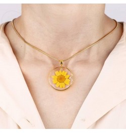 Pressed Birth Flower Necklace October Marigold Gold Plated $25.96 Necklaces