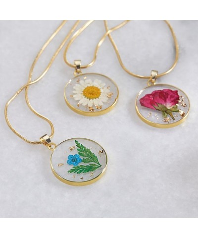 Pressed Birth Flower Necklace October Marigold Gold Plated $25.96 Necklaces