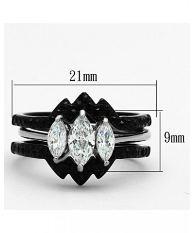 His and Her 4 Piece Black and Silver Stainless Steel and Titanium Wedding Ring Band Set Size Women's 10 Men's 08 $27.42 Sets