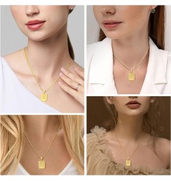 Initial Letter Pendant Necklace for Women,Square Gold Capital A-Z letter pendant necklace,Resizable Chain 20"-22", Gift Packe...