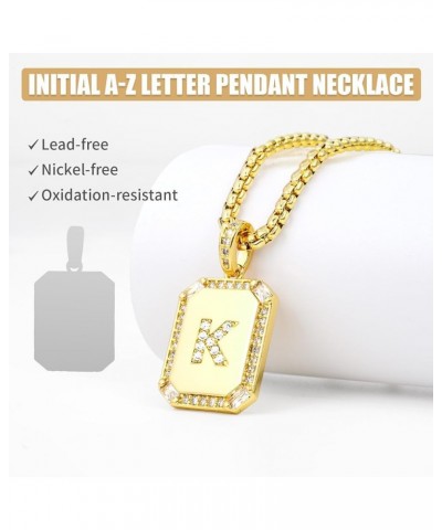 Initial Letter Pendant Necklace for Women,Square Gold Capital A-Z letter pendant necklace,Resizable Chain 20"-22", Gift Packe...