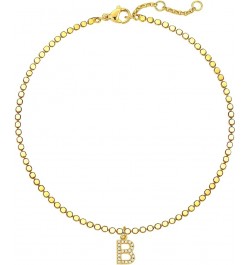 18K Gold Vacuum Plated Initial Anklet Bracelet Laser Cut Flat Ball Chain Anklet With CZ Letter Charm Tiny Dot A-Z Anklet Pers...