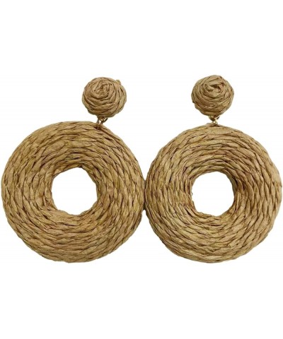 Raffia Drop Earrings Statement Rattan Earrings for Women Girls Boho Summer Beach Rattan Ball Disc Dangle Drop Earrings Vacati...