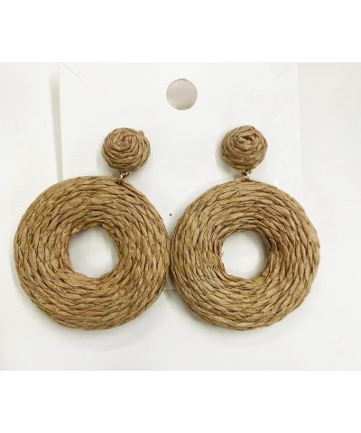 Raffia Drop Earrings Statement Rattan Earrings for Women Girls Boho Summer Beach Rattan Ball Disc Dangle Drop Earrings Vacati...