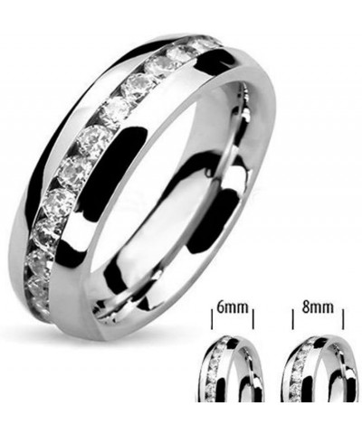 His and Hers Stainless Steel 3 Piece Cubic Zirconia Wedding Ring Set and Eternity Wedding Band Women's Size 08 Men's 06mm Siz...