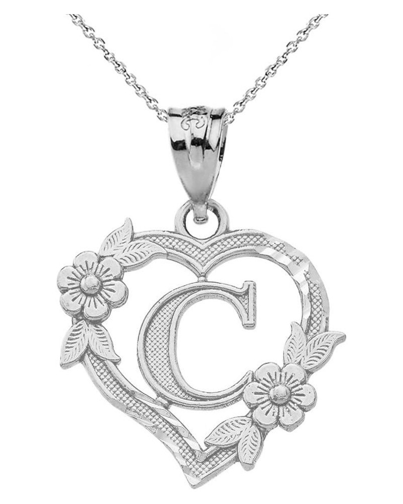 14k Initial Heart Pendant Necklace for Women in White Gold 16.0 Inches C $68.79 Necklaces