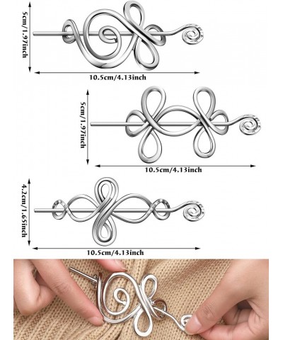 Celtic Shawl Pin 3 Pcs Crossed Knots Budding Spiral Crocheted Scarf Pin Cloak Pin Sweater Brooch for Women Girls Knitter Hand...