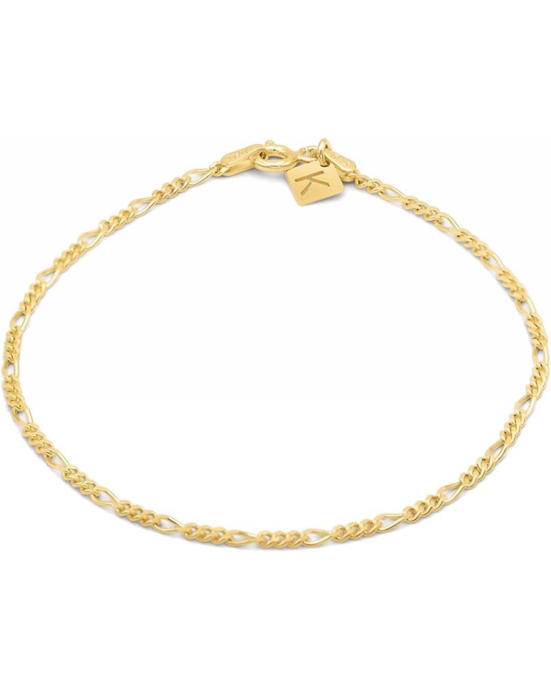 Sterling Silver Figaro Link Chain Bracelet Ankelet 2mm Italian 18kt Gold 11" Anklet $10.79 Bracelets