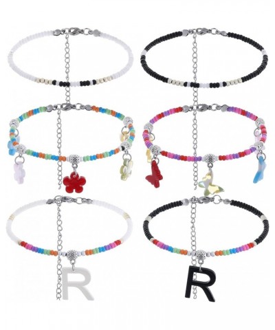 Personalized Initial Beaded Ankle Bracelets for Women Morse Code Love Anklets Butterfly Flower A-Z Letter Anklets Stainless S...