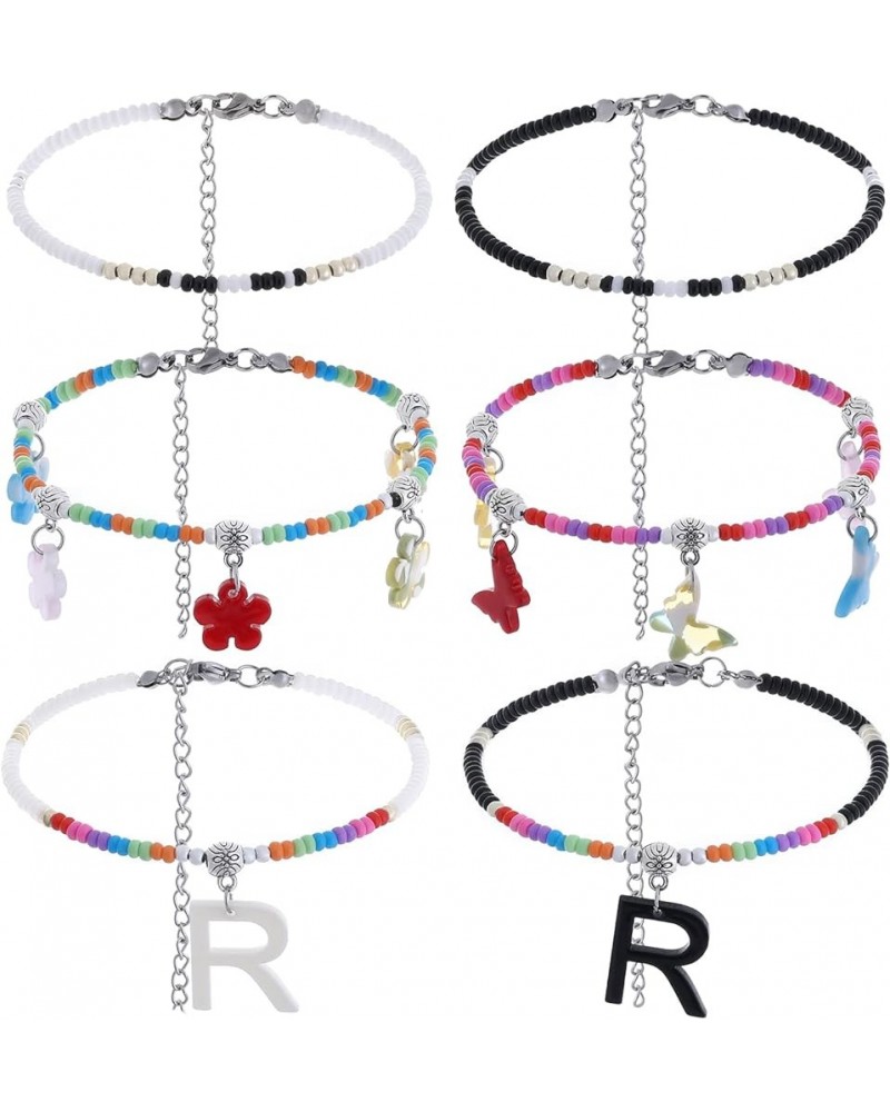 Personalized Initial Beaded Ankle Bracelets for Women Morse Code Love Anklets Butterfly Flower A-Z Letter Anklets Stainless S...