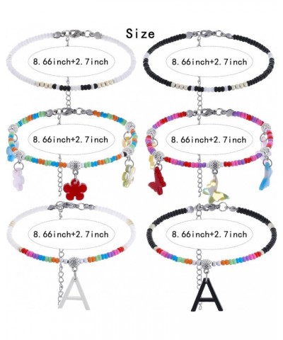 Personalized Initial Beaded Ankle Bracelets for Women Morse Code Love Anklets Butterfly Flower A-Z Letter Anklets Stainless S...