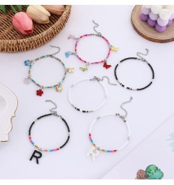 Personalized Initial Beaded Ankle Bracelets for Women Morse Code Love Anklets Butterfly Flower A-Z Letter Anklets Stainless S...