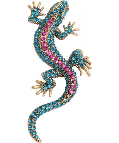 Crystal Lizard Brooch Pin Enamel Gecko Lapel Pin Corsages Costume Jewelry for Men Women green $4.77 Brooches & Pins