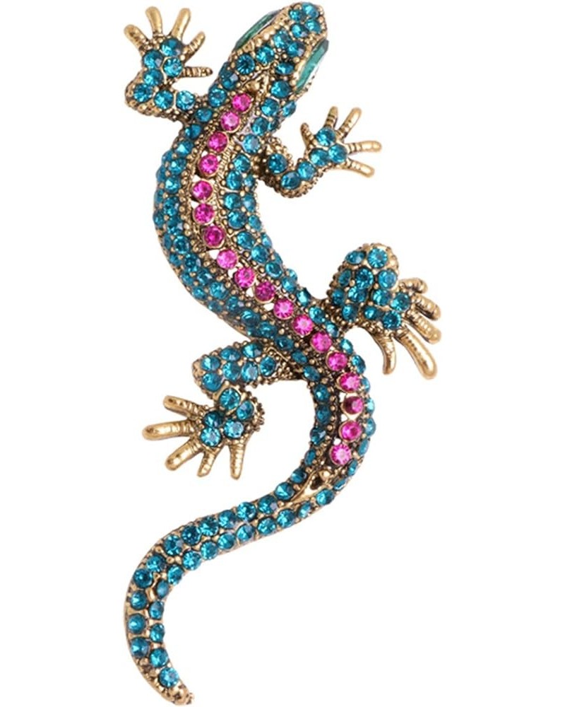 Crystal Lizard Brooch Pin Enamel Gecko Lapel Pin Corsages Costume Jewelry for Men Women green $4.77 Brooches & Pins