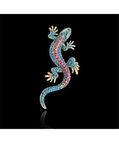 Crystal Lizard Brooch Pin Enamel Gecko Lapel Pin Corsages Costume Jewelry for Men Women green $4.77 Brooches & Pins