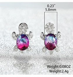 Blue Purple Oval Zircon Turtle Stud Earrings and Rings for Women Wedding Bridal Jewelry Sets Multicolor Stone Jewelry Animal ...