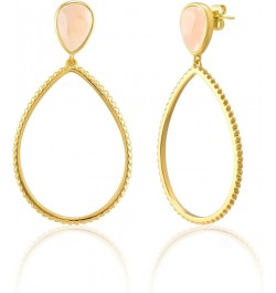 Gold Dangle Earrings for Women, 14K Gold Plated Gemstone Earrings Pink Stone $12.18 Earrings