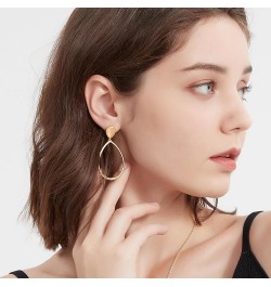 Gold Dangle Earrings for Women, 14K Gold Plated Gemstone Earrings Pink Stone $12.18 Earrings