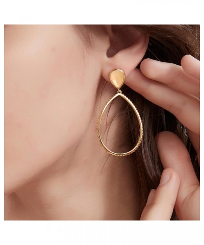 Gold Dangle Earrings for Women, 14K Gold Plated Gemstone Earrings Pink Stone $12.18 Earrings