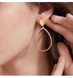 Gold Dangle Earrings for Women, 14K Gold Plated Gemstone Earrings Pink Stone $12.18 Earrings