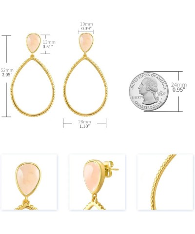 Gold Dangle Earrings for Women, 14K Gold Plated Gemstone Earrings Pink Stone $12.18 Earrings