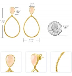 Gold Dangle Earrings for Women, 14K Gold Plated Gemstone Earrings Pink Stone $12.18 Earrings