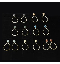 Gold Dangle Earrings for Women, 14K Gold Plated Gemstone Earrings Pink Stone $12.18 Earrings