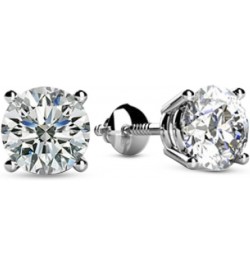 Natural Round Brilliant Solitaire Diamond Stud Earrings for Women 4 Prong Screw Back (G-H Color SI2-I1 Clarity) 0.4 Carat Pla...