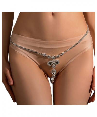 Sexy Bling Rhinestone Body Waist Chain Rhinestone Heart Thong Crystal Thong Luxury Bikini Rhinestone G-String for Women Body ...