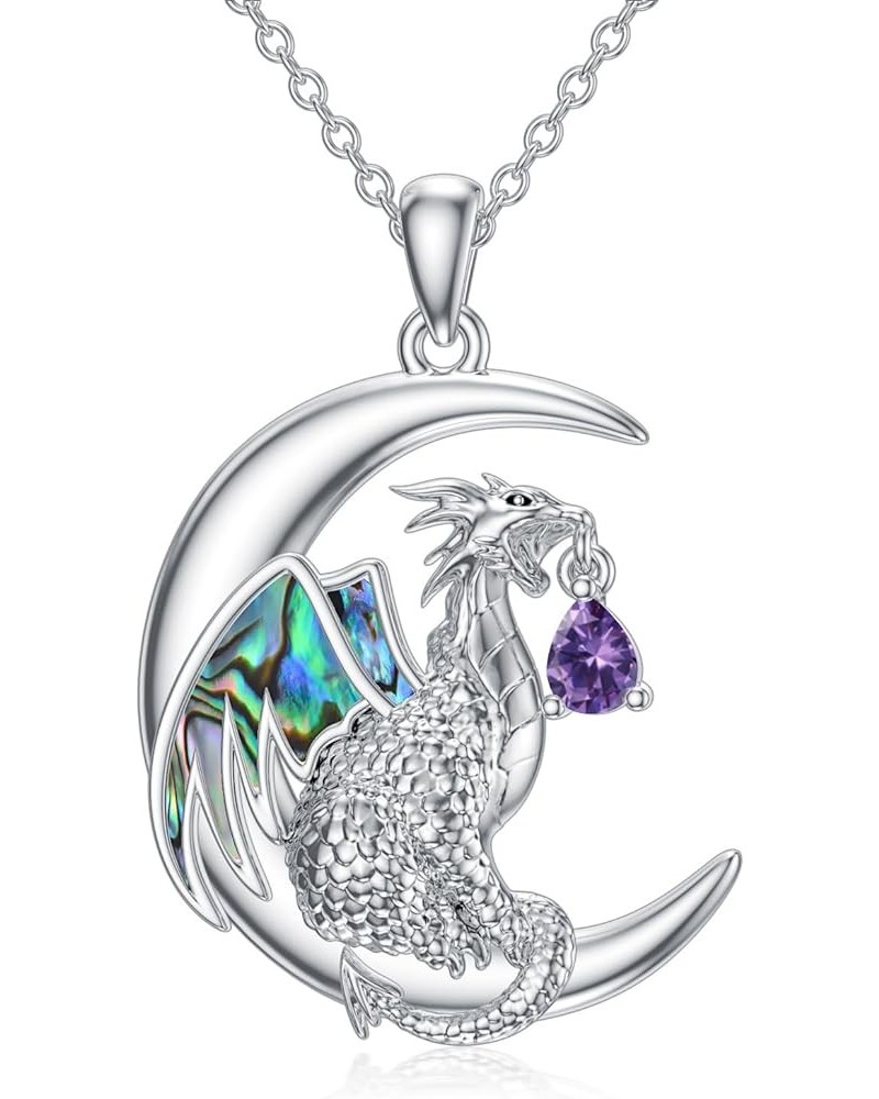 Dragon Necklace Sterling Silver Wyvern Necklace Dragon Pendant Necklace with Birthstone Gift for Women February $27.73 Necklaces