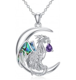 Dragon Necklace Sterling Silver Wyvern Necklace Dragon Pendant Necklace with Birthstone Gift for Women February $27.73 Necklaces