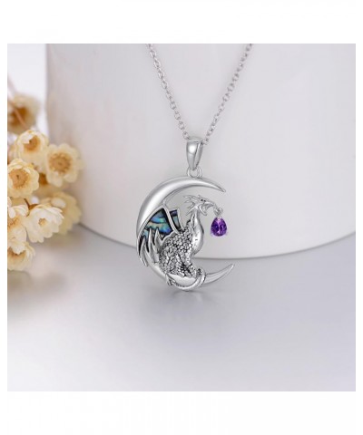 Dragon Necklace Sterling Silver Wyvern Necklace Dragon Pendant Necklace with Birthstone Gift for Women February $27.73 Necklaces