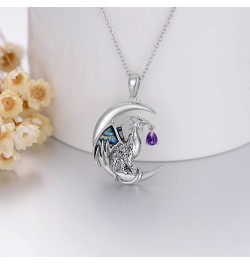 Dragon Necklace Sterling Silver Wyvern Necklace Dragon Pendant Necklace with Birthstone Gift for Women February $27.73 Necklaces