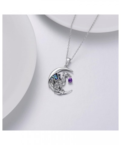 Dragon Necklace Sterling Silver Wyvern Necklace Dragon Pendant Necklace with Birthstone Gift for Women February $27.73 Necklaces